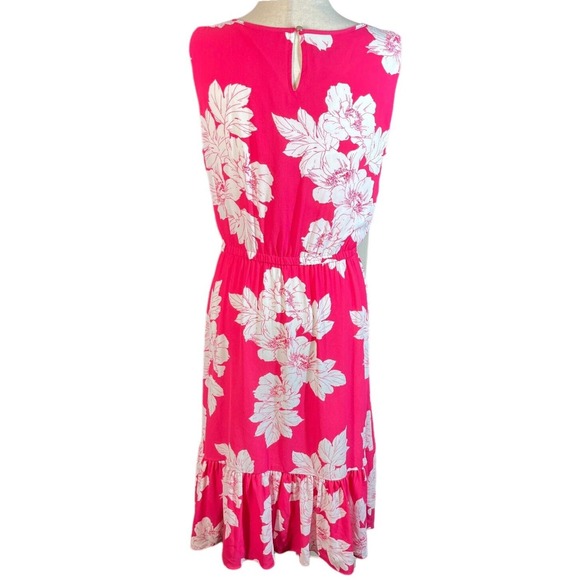 Talbots Women’s Pink Floral Flounce Hem Midi Dress Sleeveless Size 6 NWT - Picture 8 of 15